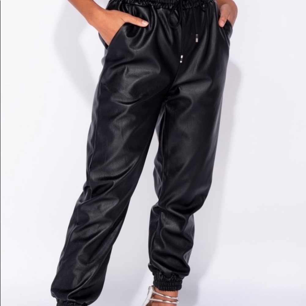 Leather joggers